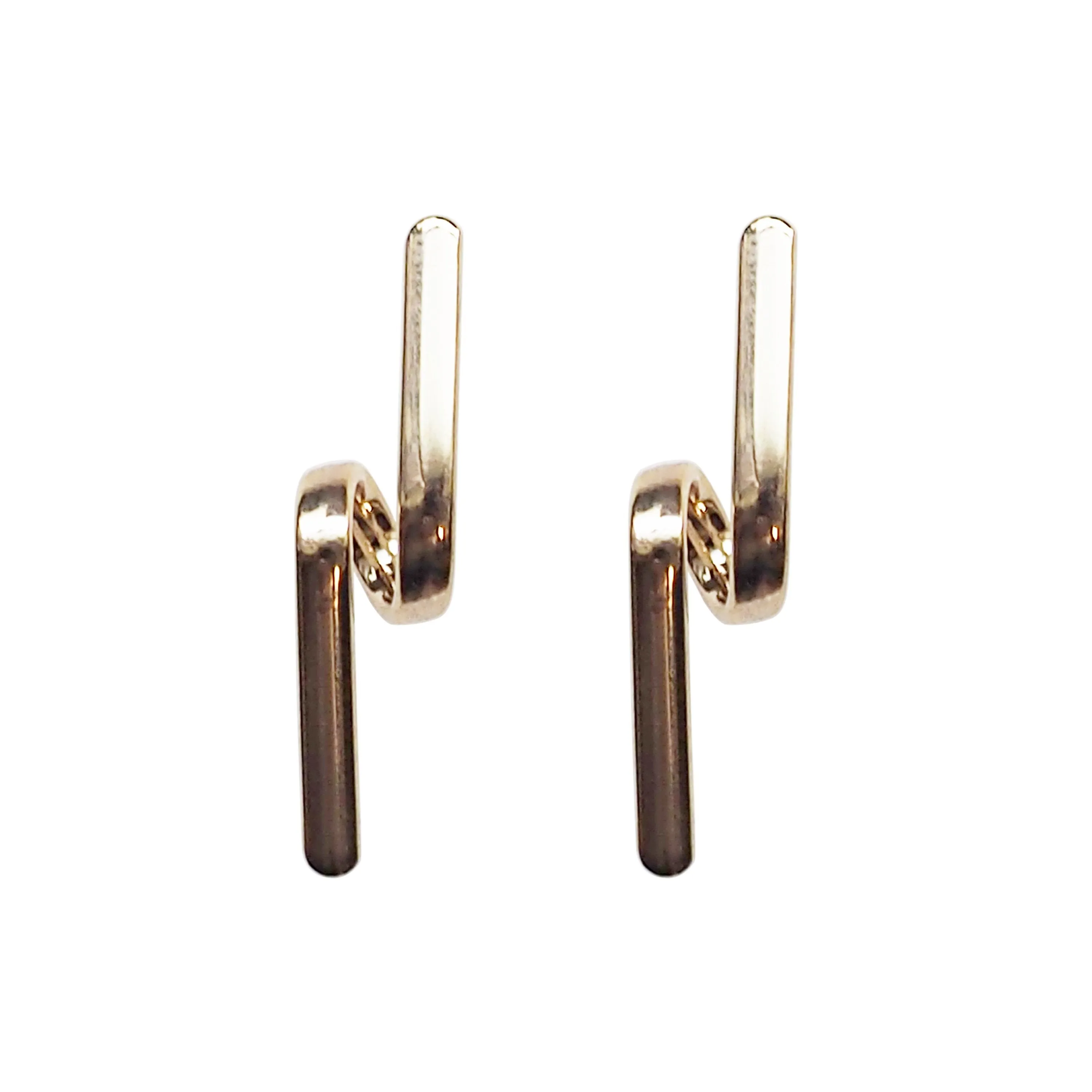 Gold Curved Bar Invisible Clip On Earrings