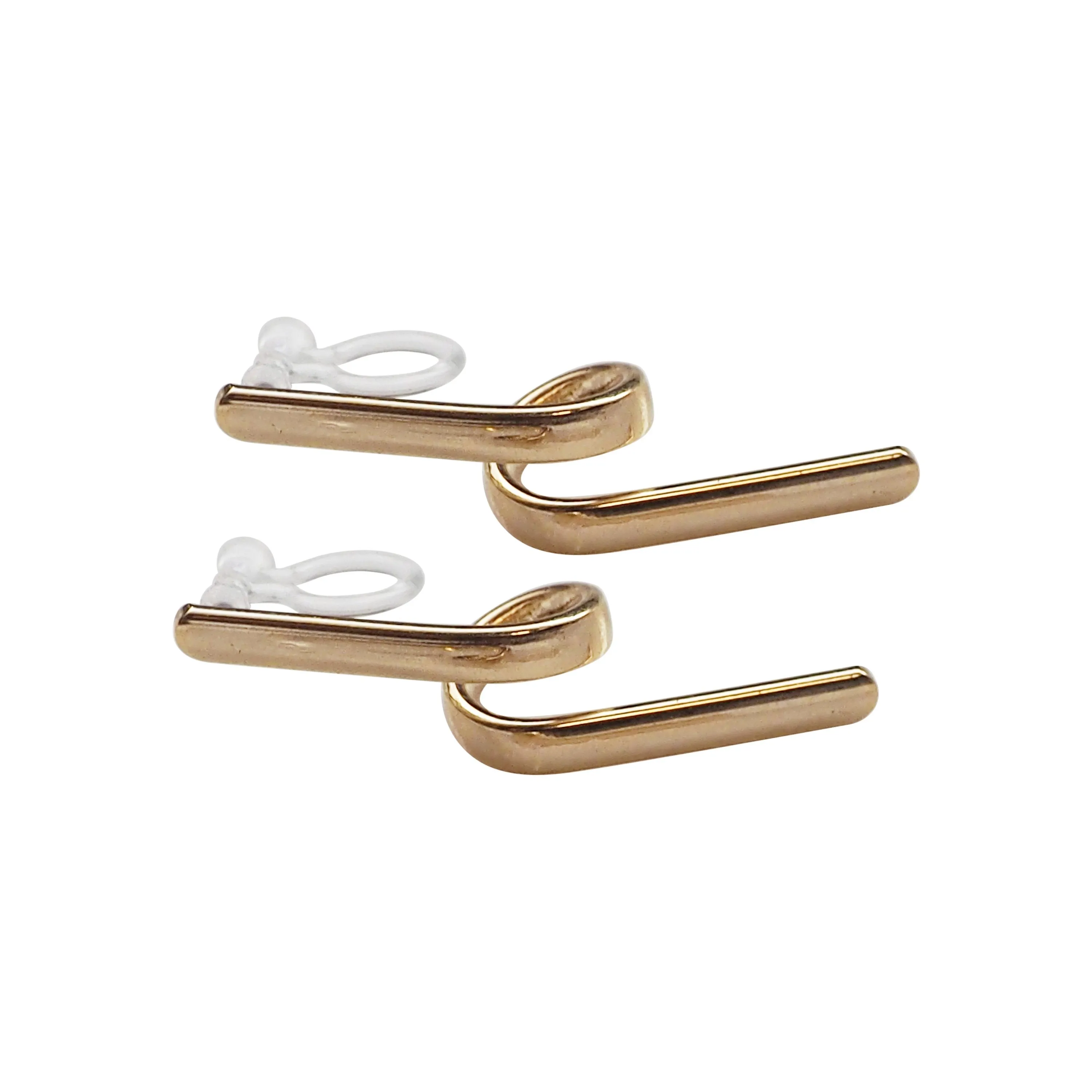 Gold Curved Bar Invisible Clip On Earrings