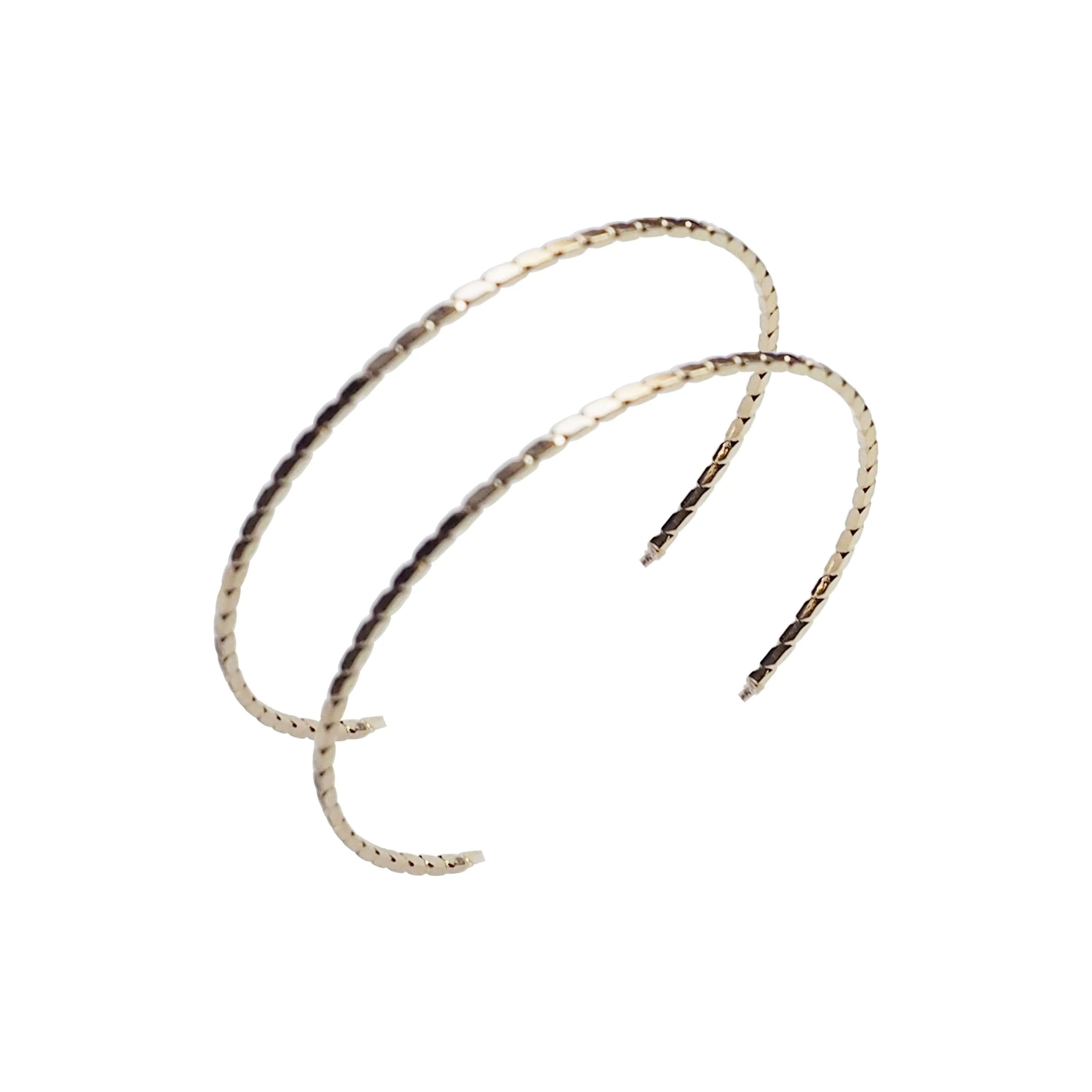 Gold Large Thin Invisible Clip On Hoop Earrings