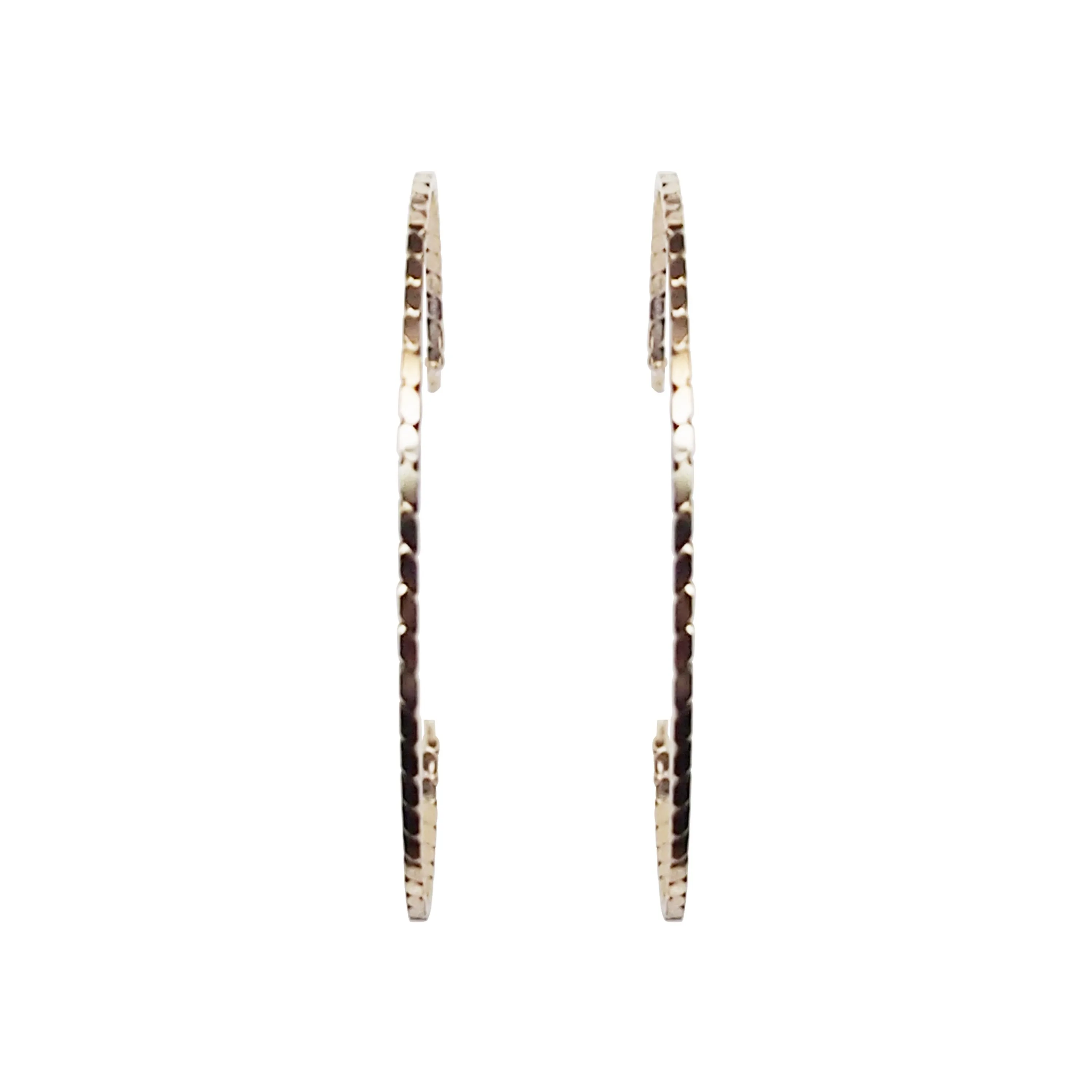 Gold Large Thin Invisible Clip On Hoop Earrings