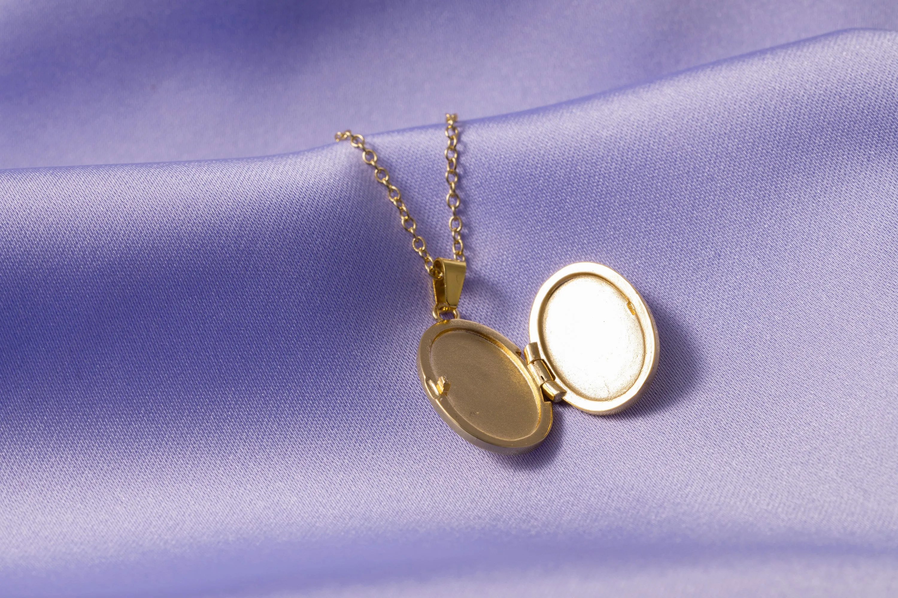 Gold Locket Necklace with Sun