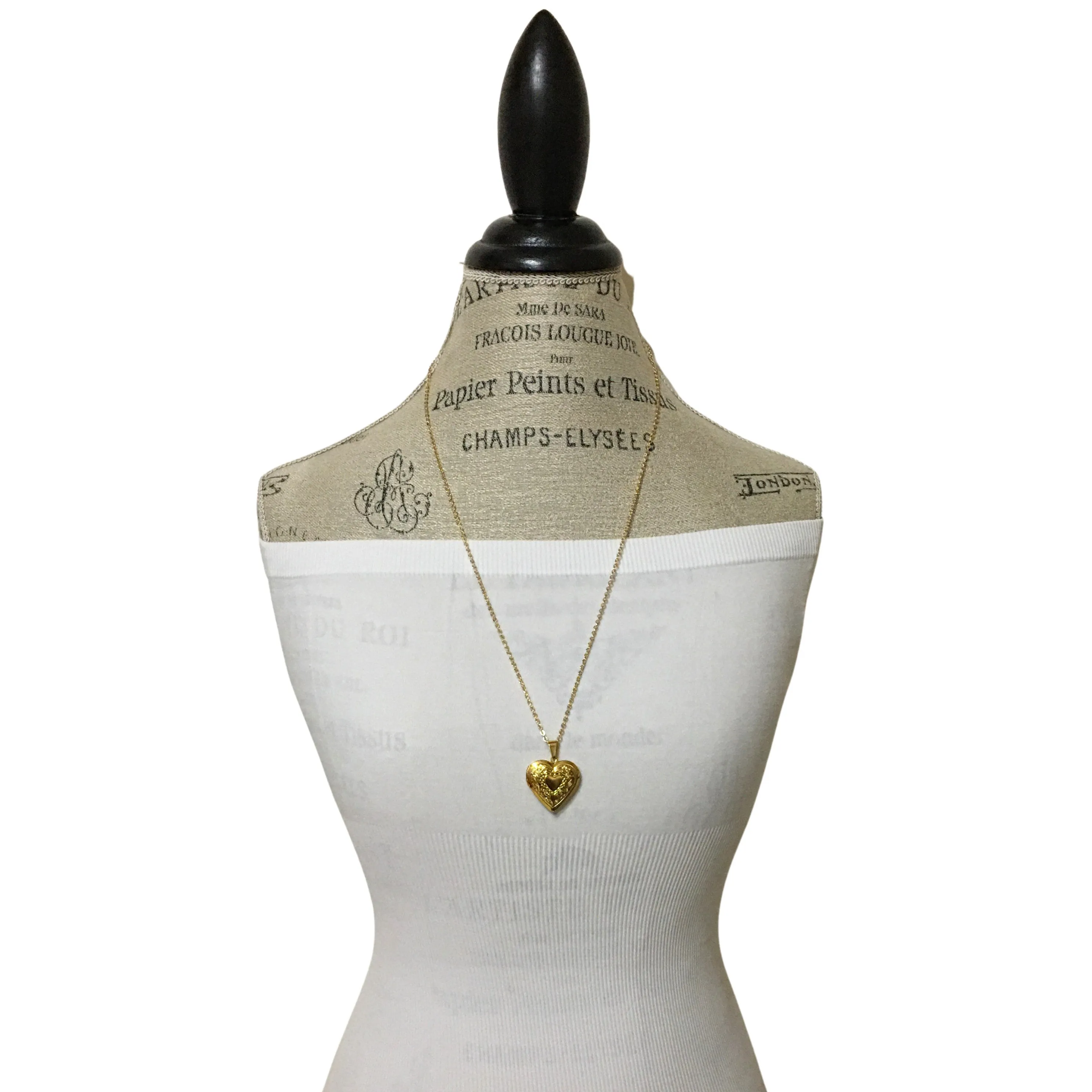 Gold Photo Locket Necklace, Large Gold Heart Photo Locket Necklace
