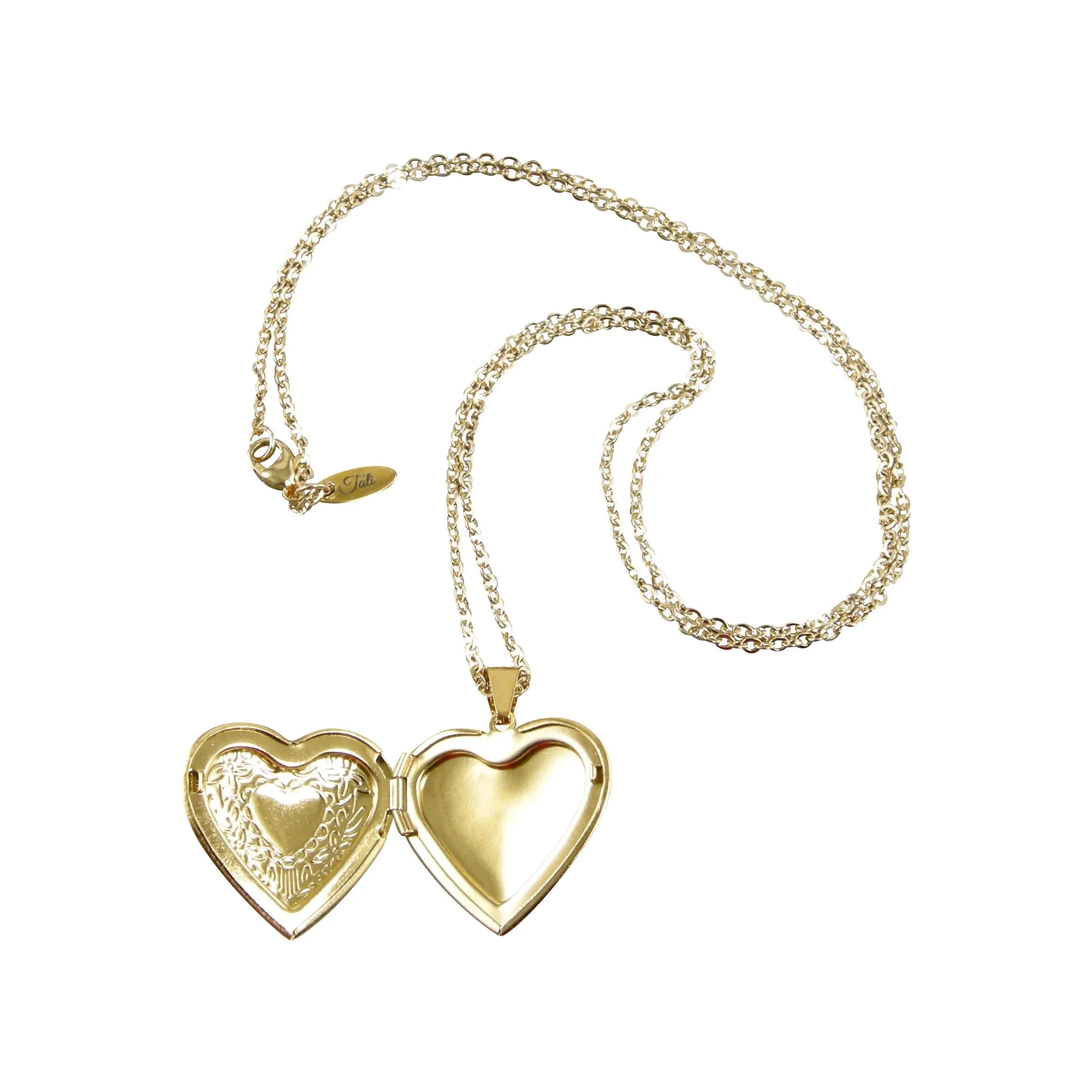 Gold Photo Locket Necklace, Large Gold Heart Photo Locket Necklace