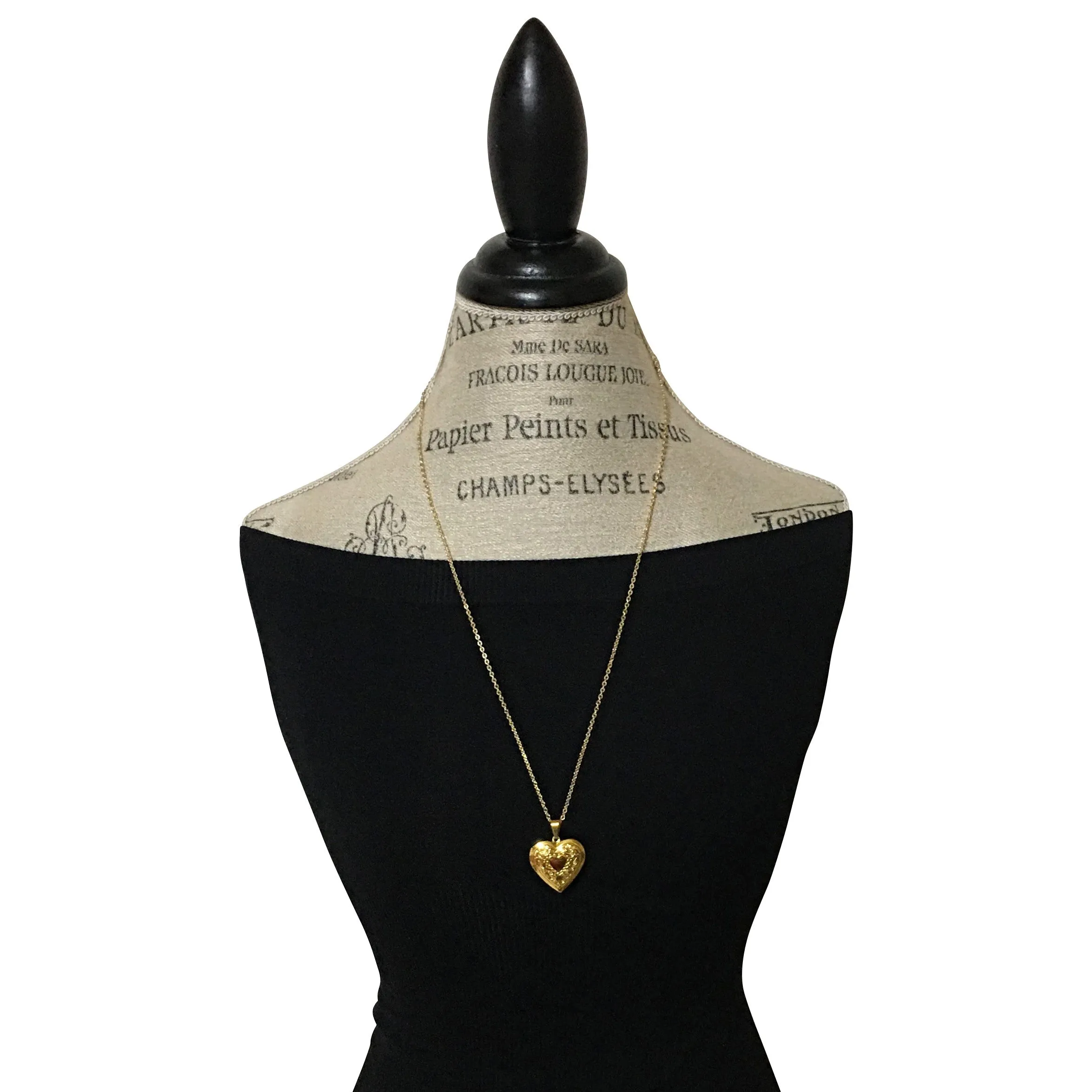 Gold Photo Locket Necklace, Large Gold Heart Photo Locket Necklace