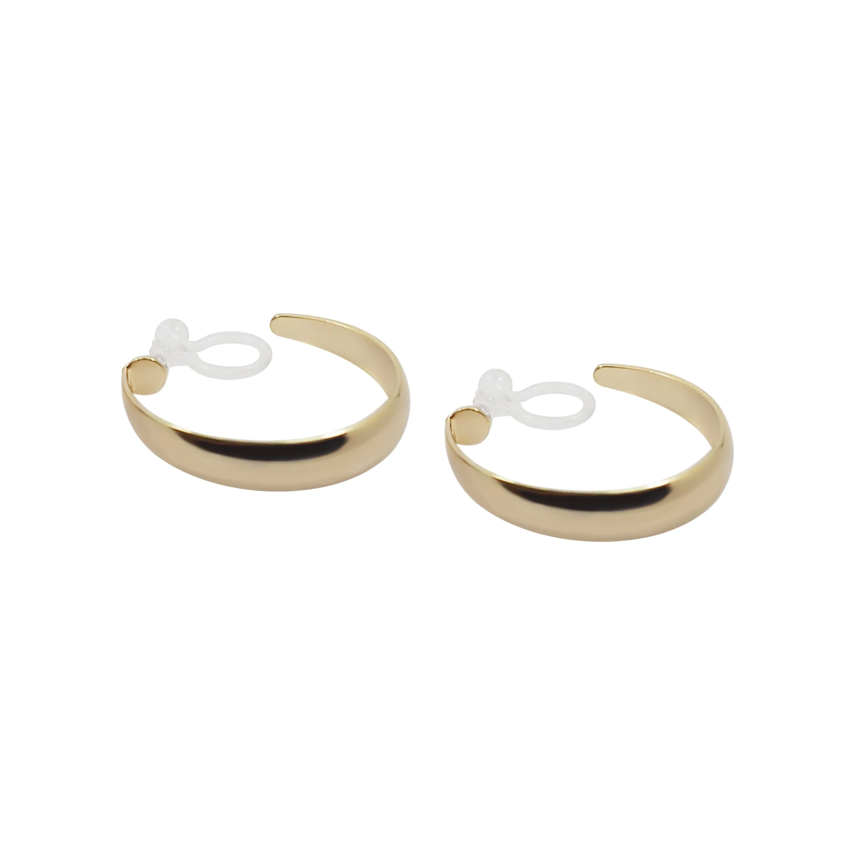 Gold Rounded Invisible Clip On Hoop Earrings