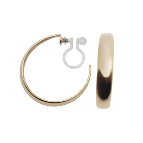 Gold Rounded Invisible Clip On Hoop Earrings