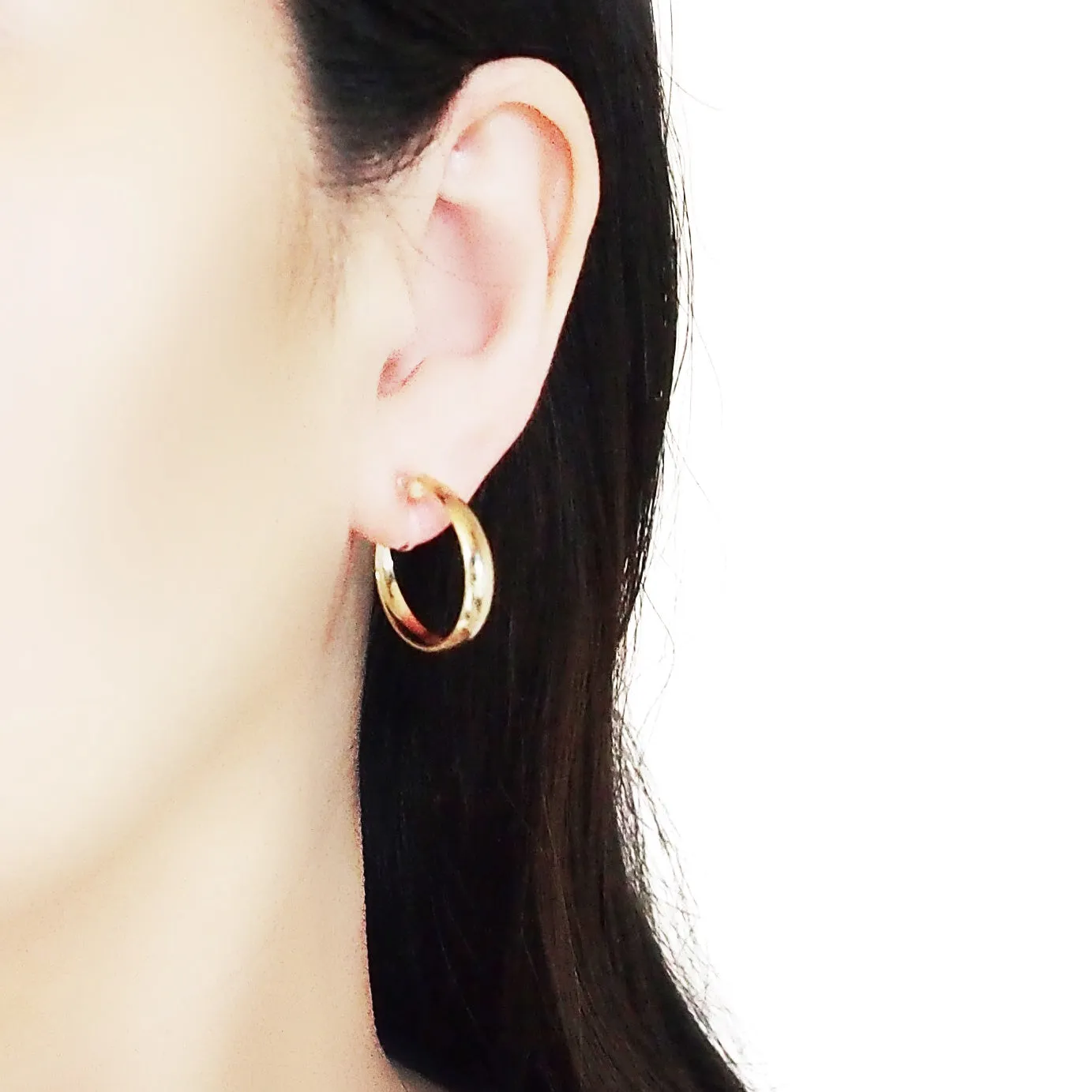 Gold Rounded Invisible Clip On Hoop Earrings