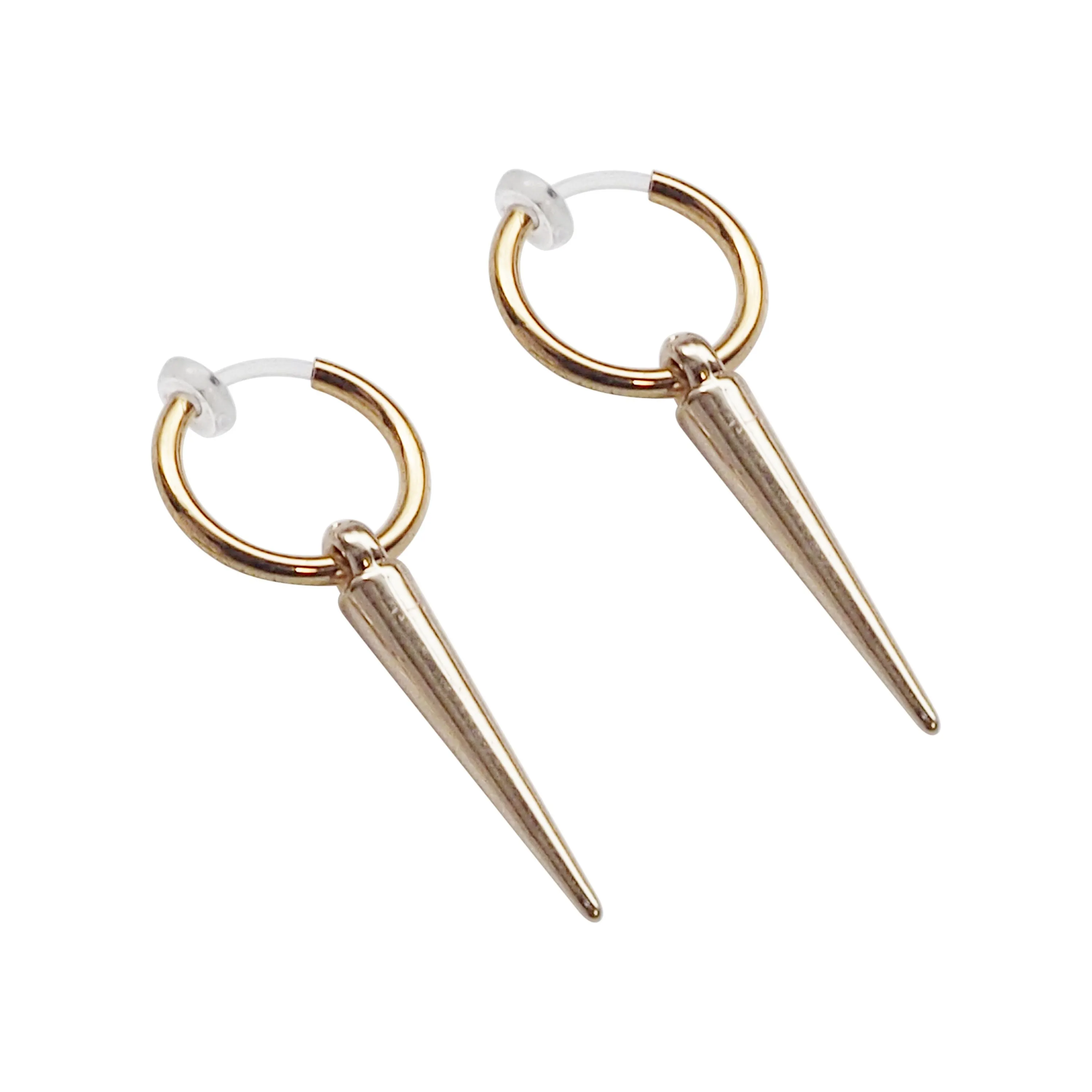 Gold Spike Resin Clip On Hoop Earrings