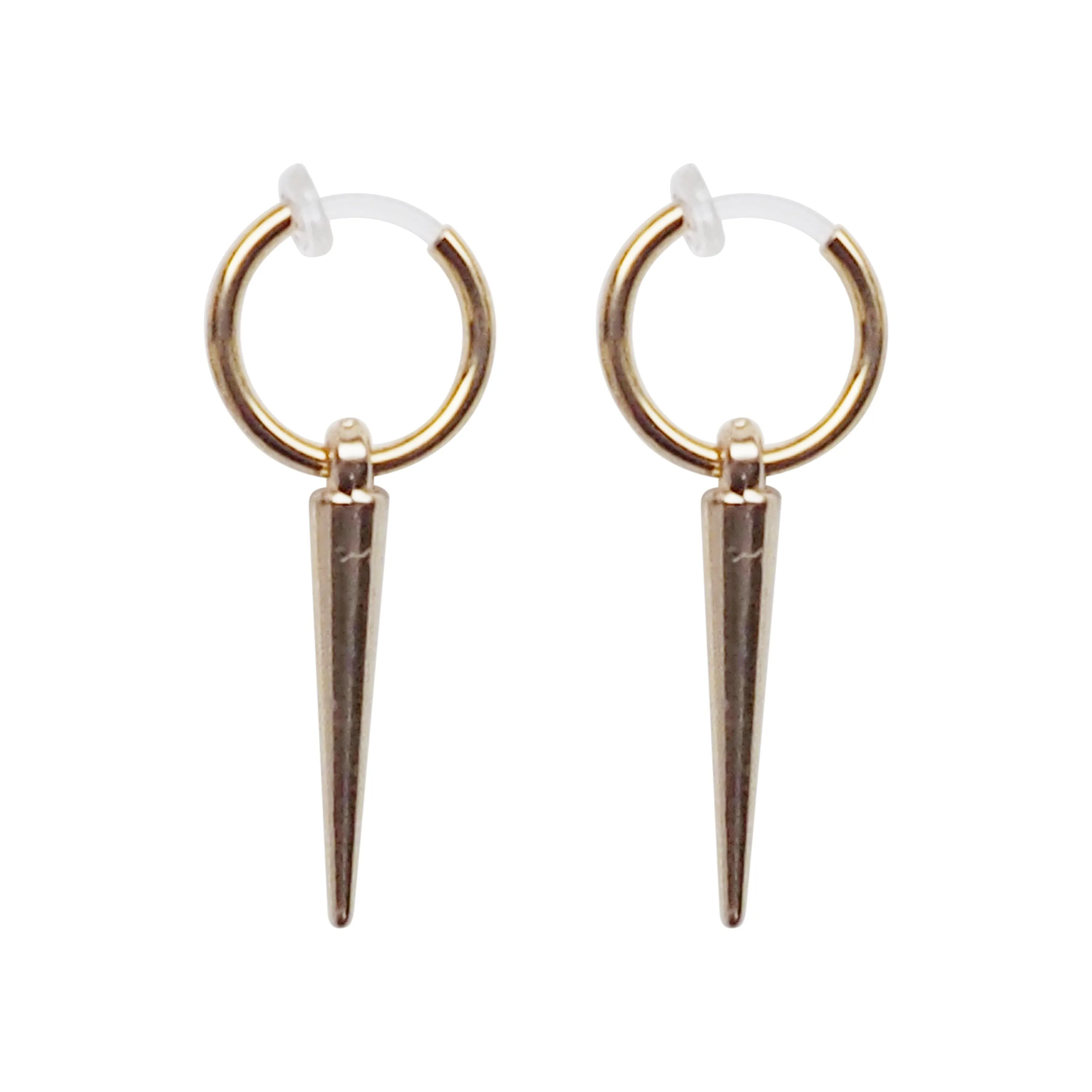 Gold Spike Resin Clip On Hoop Earrings