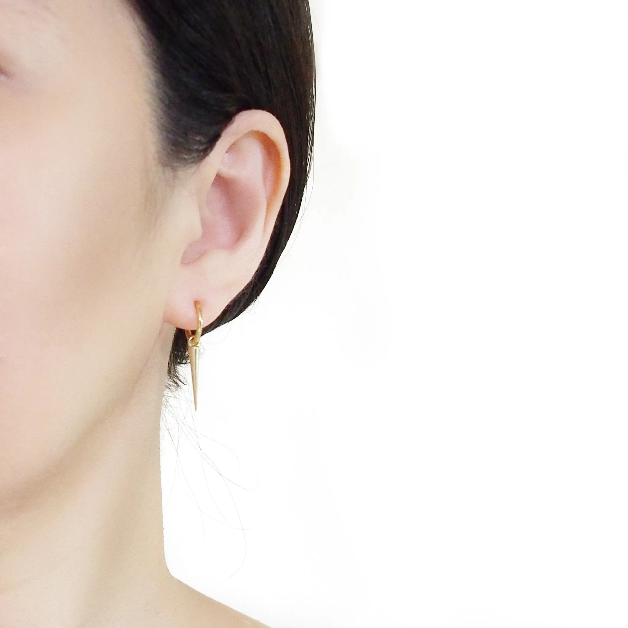 Gold Spike Resin Clip On Hoop Earrings