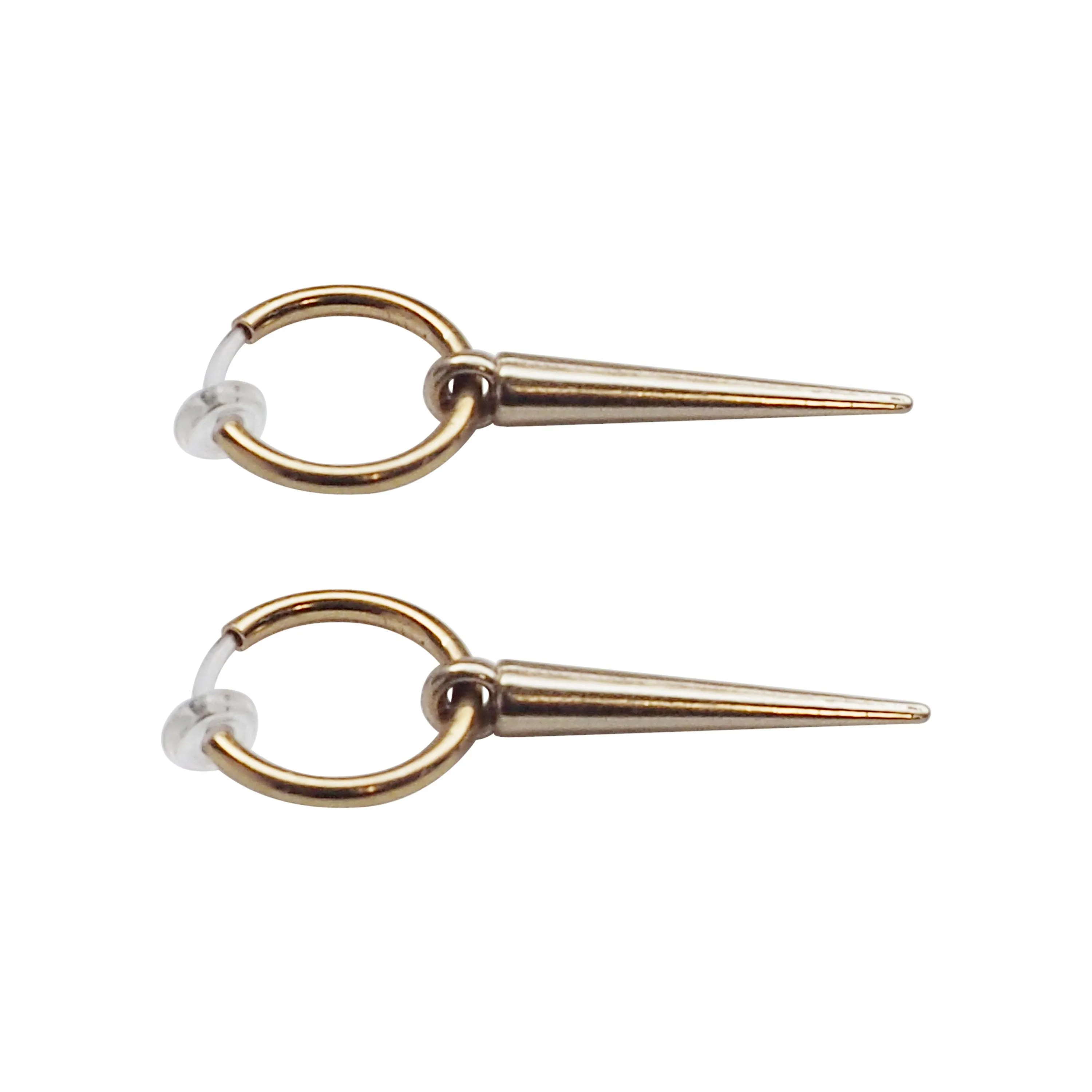 Gold Spike Resin Clip On Hoop Earrings