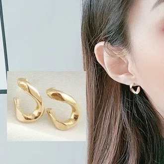 Gold Teardrop Minimal Invisible Clip On Stud Earrings