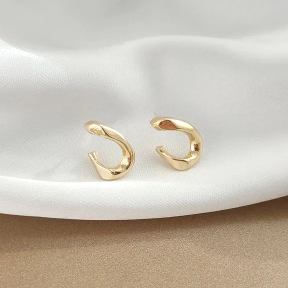 Gold Teardrop Minimal Invisible Clip On Stud Earrings