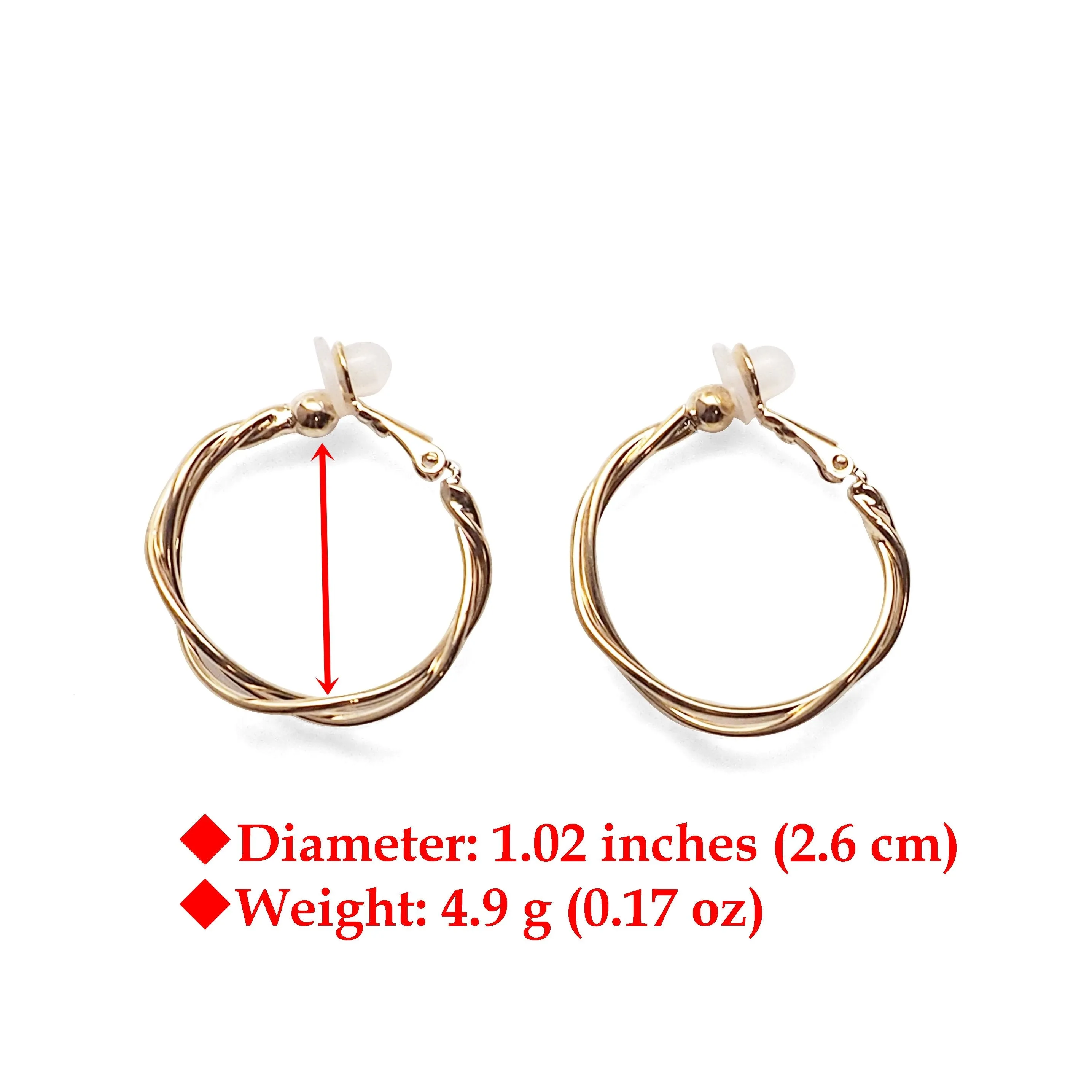 Gold Woven Clip On Hoop Earrings