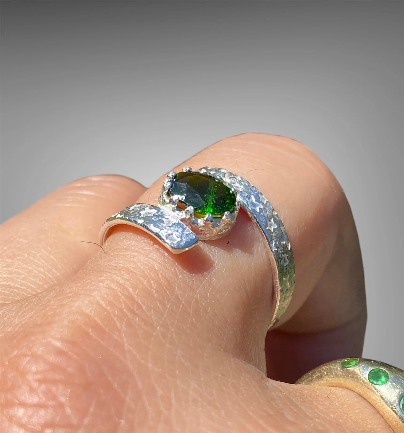 Handmade Chrome Diopside Sterling Silver Ring
