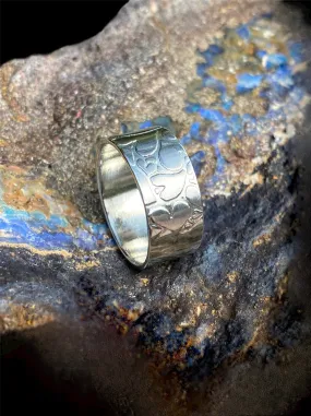 Handmade Heart Textured Wide Band Ring