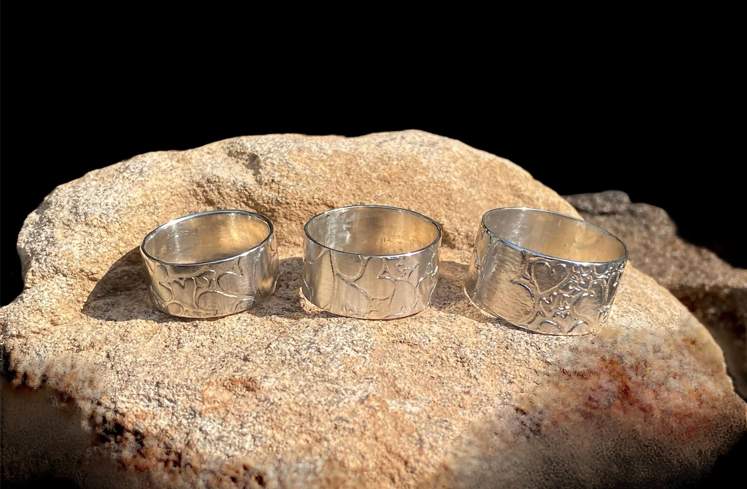 Handmade Heart Textured Wide Band Ring