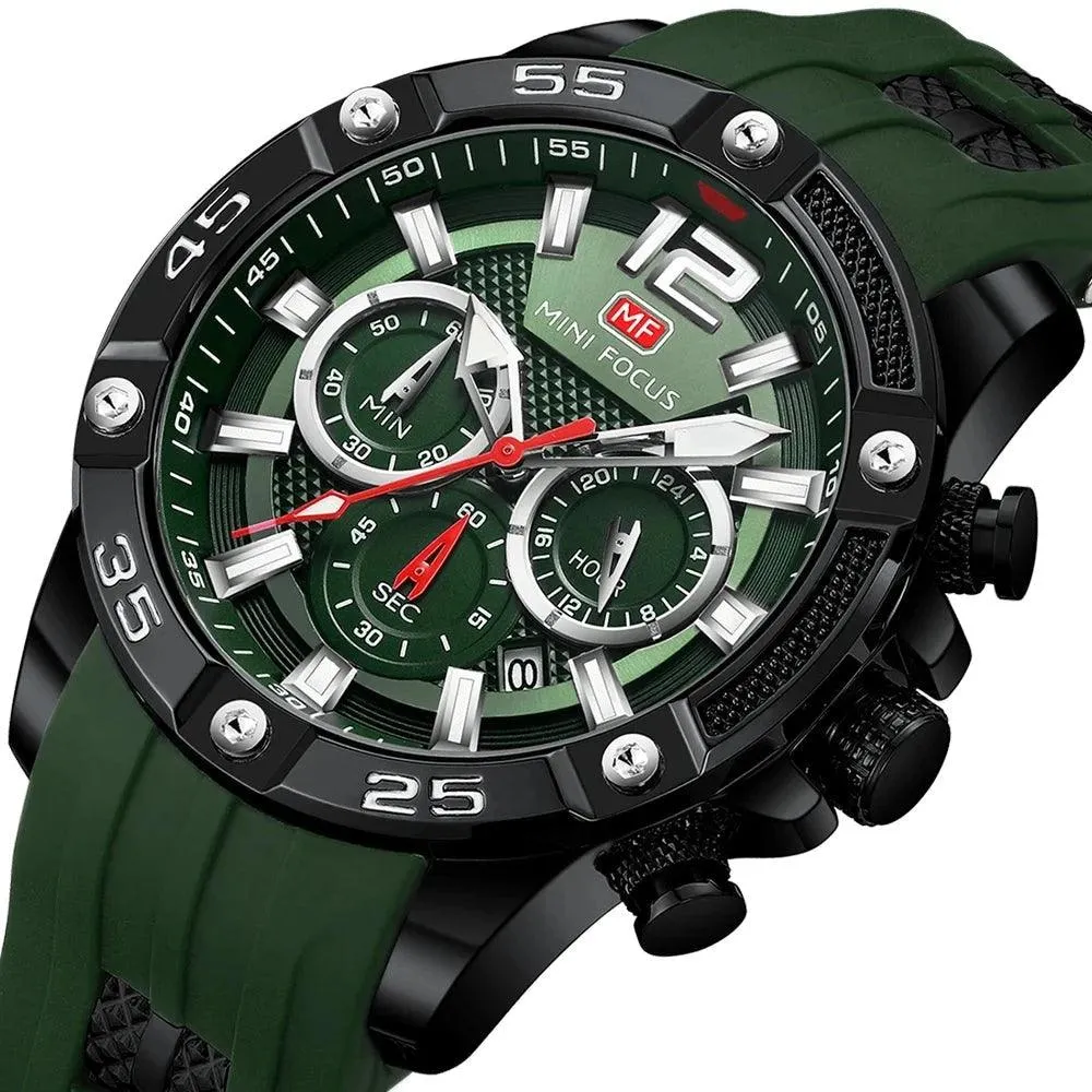 Herren Sportuhr Chronograph - Silikon Riemen Quarz Armee