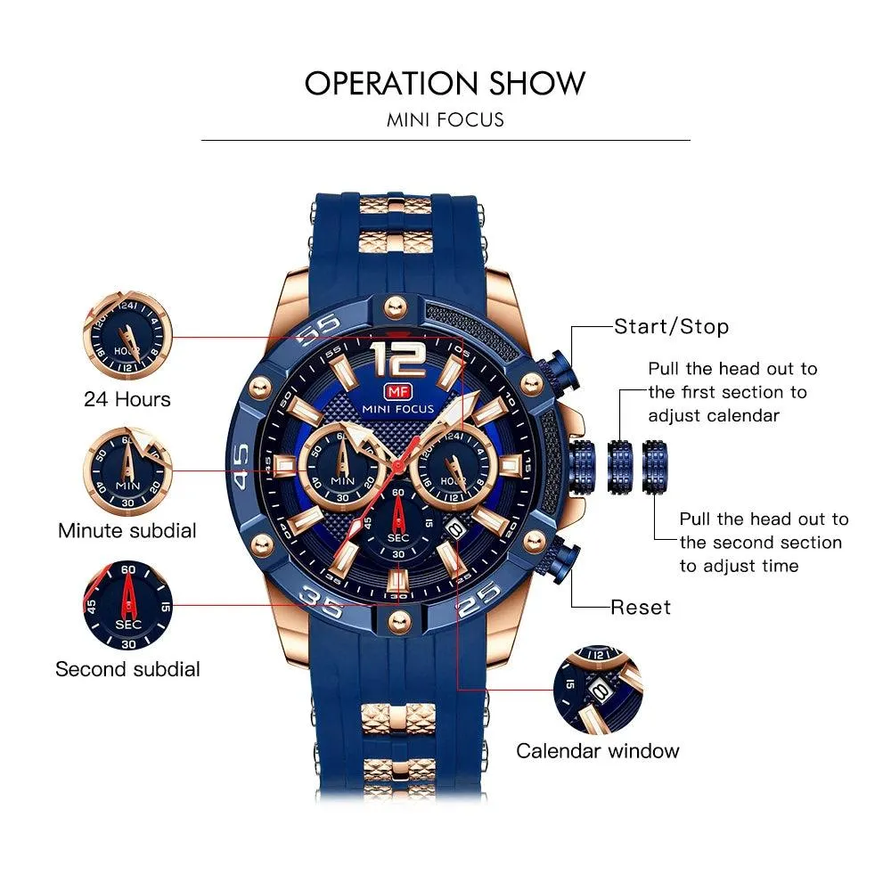 Herren Sportuhr Chronograph - Silikon Riemen Quarz Armee