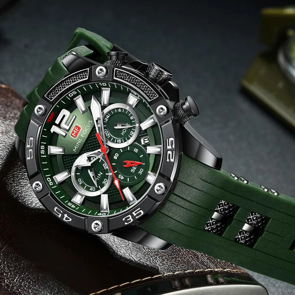 Herren Sportuhr Chronograph - Silikon Riemen Quarz Armee