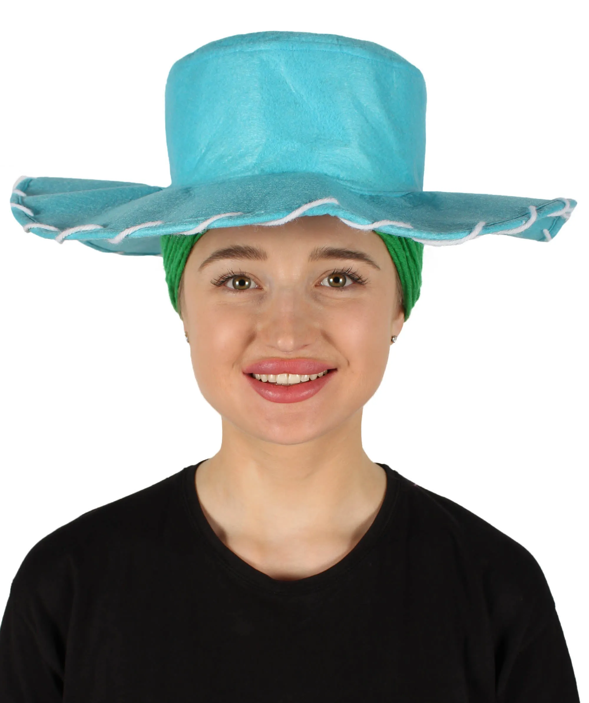HPO Adult Women's Cowgirl Yarn-Braided Wig with Felt Hat