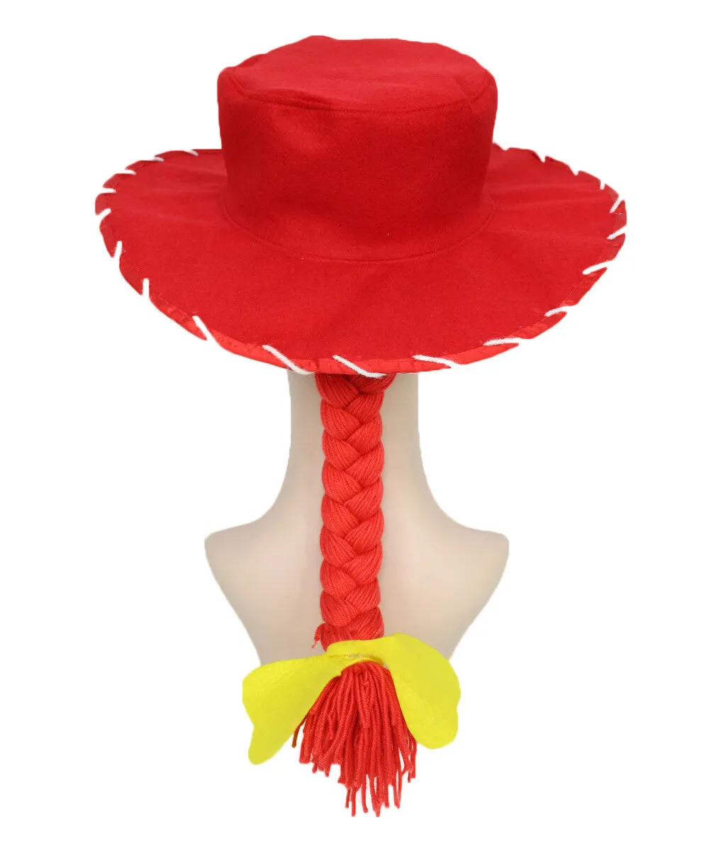 HPO Adult Women's Cowgirl Yarn-Braided Wig with Felt Hat