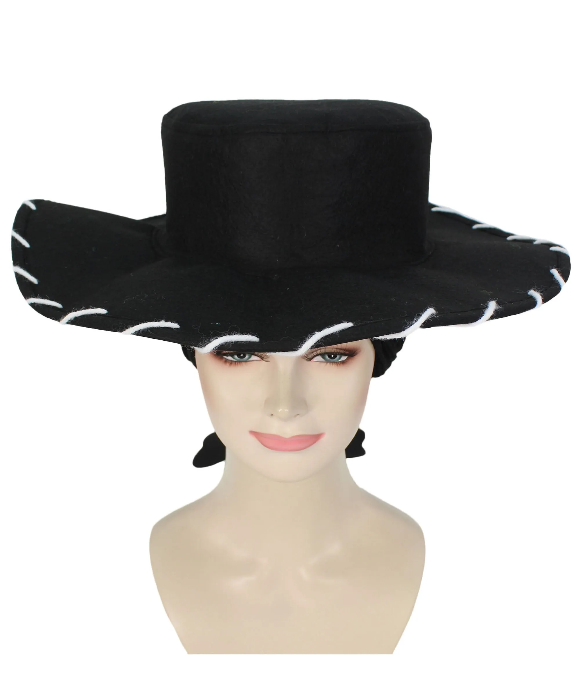 HPO Adult Women's Cowgirl Yarn-Braided Wig with Felt Hat