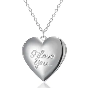 I LOVE YOU Heart Openable Photo Pendant & Link Chain