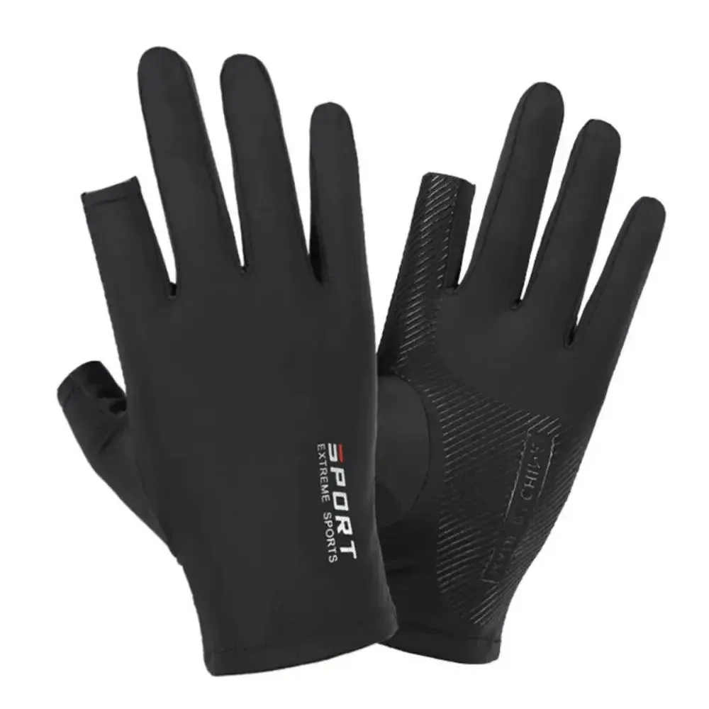 Ice Silk Half-Finger Gloves - High Elasticity for Cycling/Sports & Driving