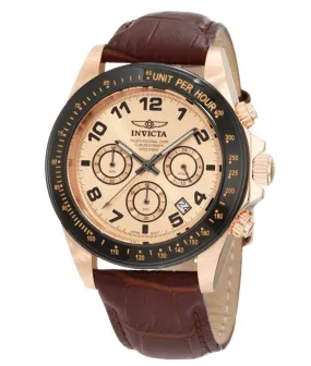 Invicta 10711 Men's Speedway Rose Gold Tone Dial Brown Leather Strap Chronograph Watch