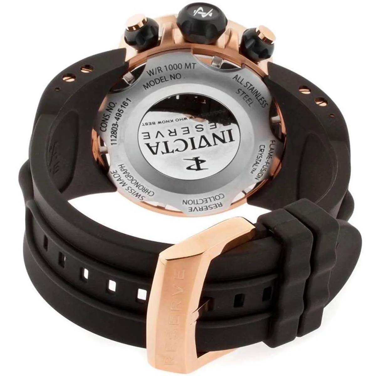 Invicta 10832 Men's Reserve Venom Rose Gold Tone Silver Dial Rubber Strap Chronograph Watch