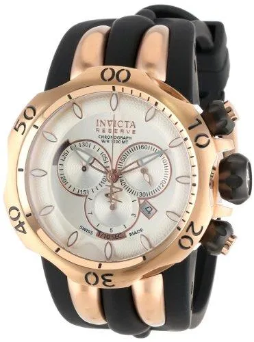 Invicta 10832 Men's Reserve Venom Rose Gold Tone Silver Dial Rubber Strap Chronograph Watch