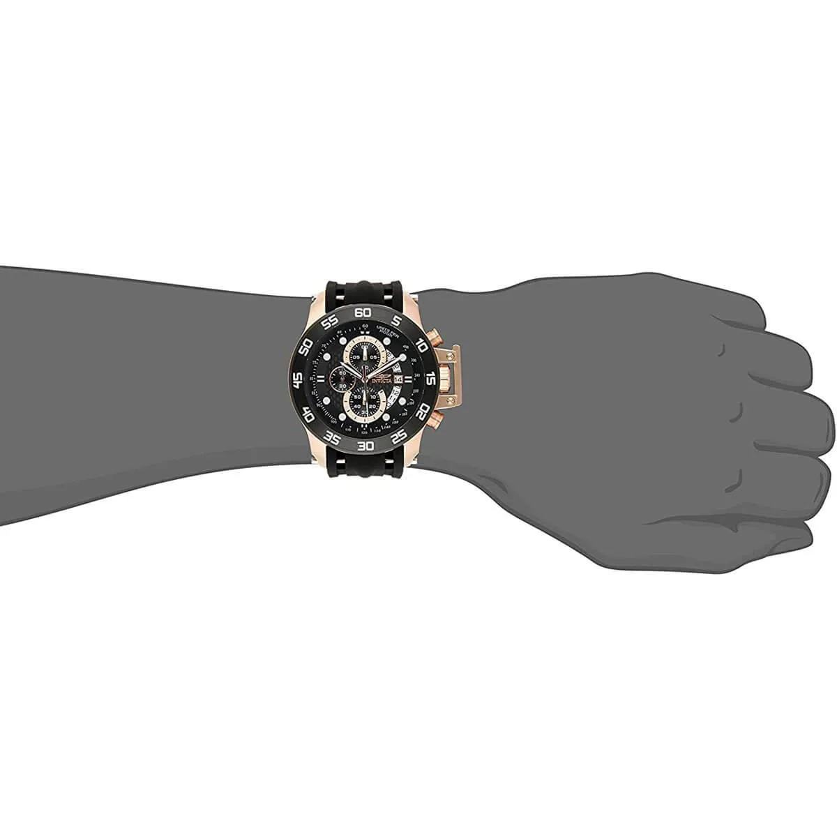 Invicta 19254 Men's I-Force Quartz Black Rubber Strap Black Dial Multifunction Chrono Watch