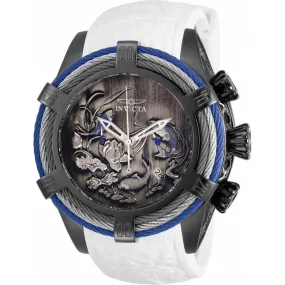 Invicta Men's Chrono Watch - Bolt Grey, Black, Blue Dial White Silicone Strap | 28218