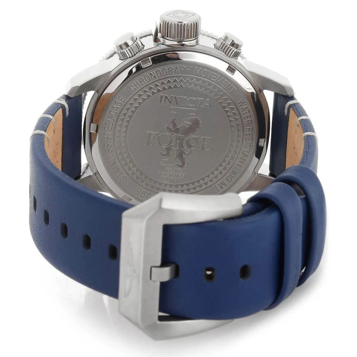 Invicta Men's Chronograph Watch - I-Force Quartz Blue dial Leather Strap | 31396
