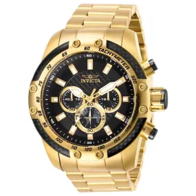 Invicta Men's Chronograph Watch - Speedway Black Dial Yellow Gold Bracelet | 28658