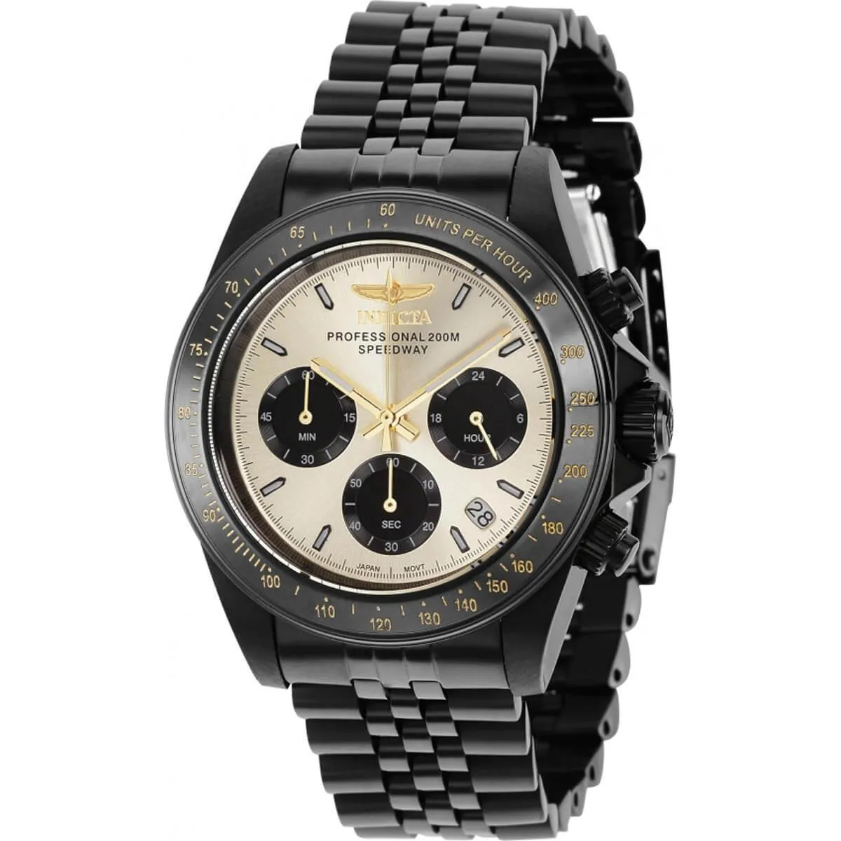 Invicta Men's Chronograph Watch - Speedway Quartz Black and Gold Dial Steel | 36738