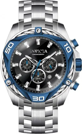 Invicta Men's Japanese Quartz Watch - Bolt Black Dial Silver Steel Bracelet | 38572