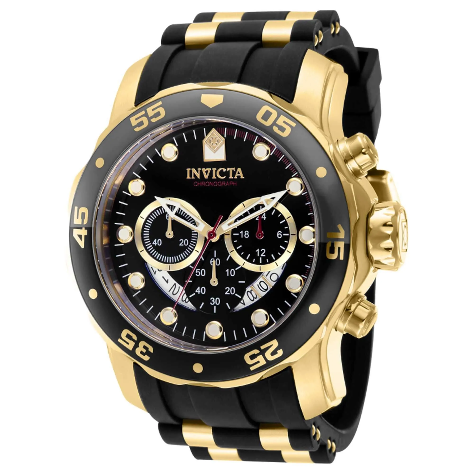 Invicta Men's Quartz Watch - Pro Diver Scuba Chronograph Black Dial Strap | 37228