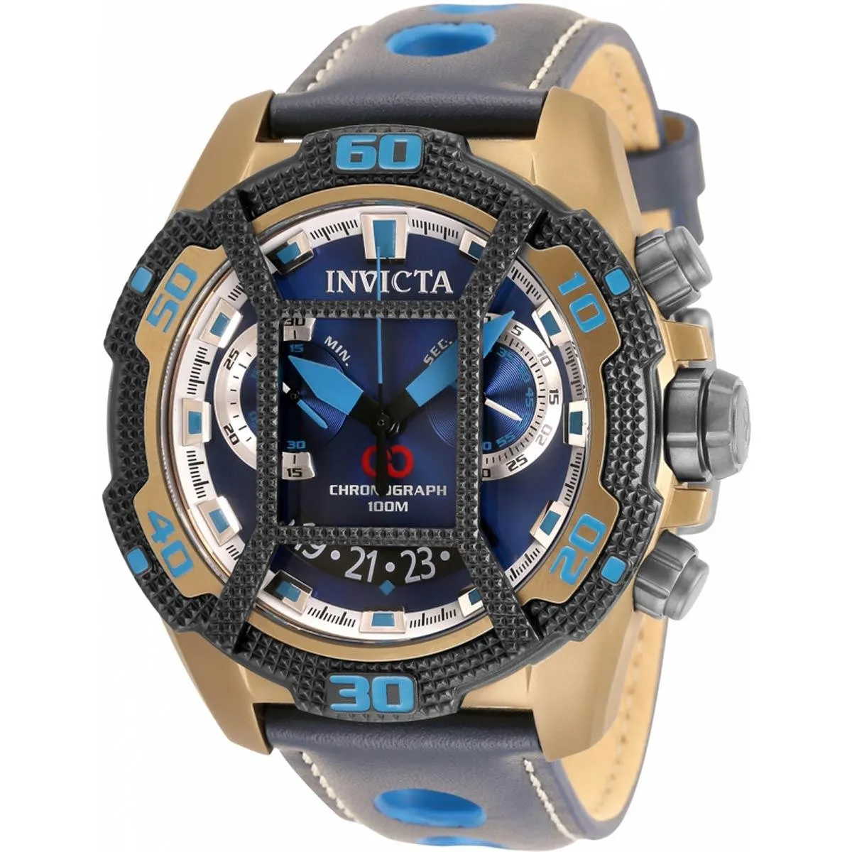 Invicta Men's Swiss Quartz Watch - Corduba Chronograph Blue Leather Strap | 33857