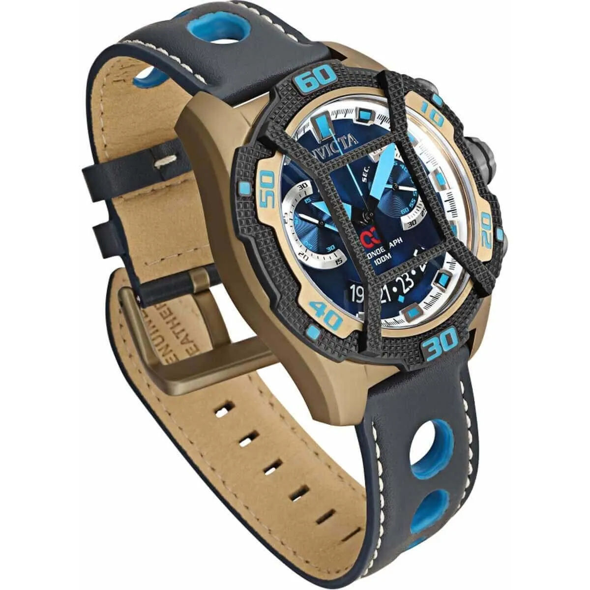 Invicta Men's Swiss Quartz Watch - Corduba Chronograph Blue Leather Strap | 33857