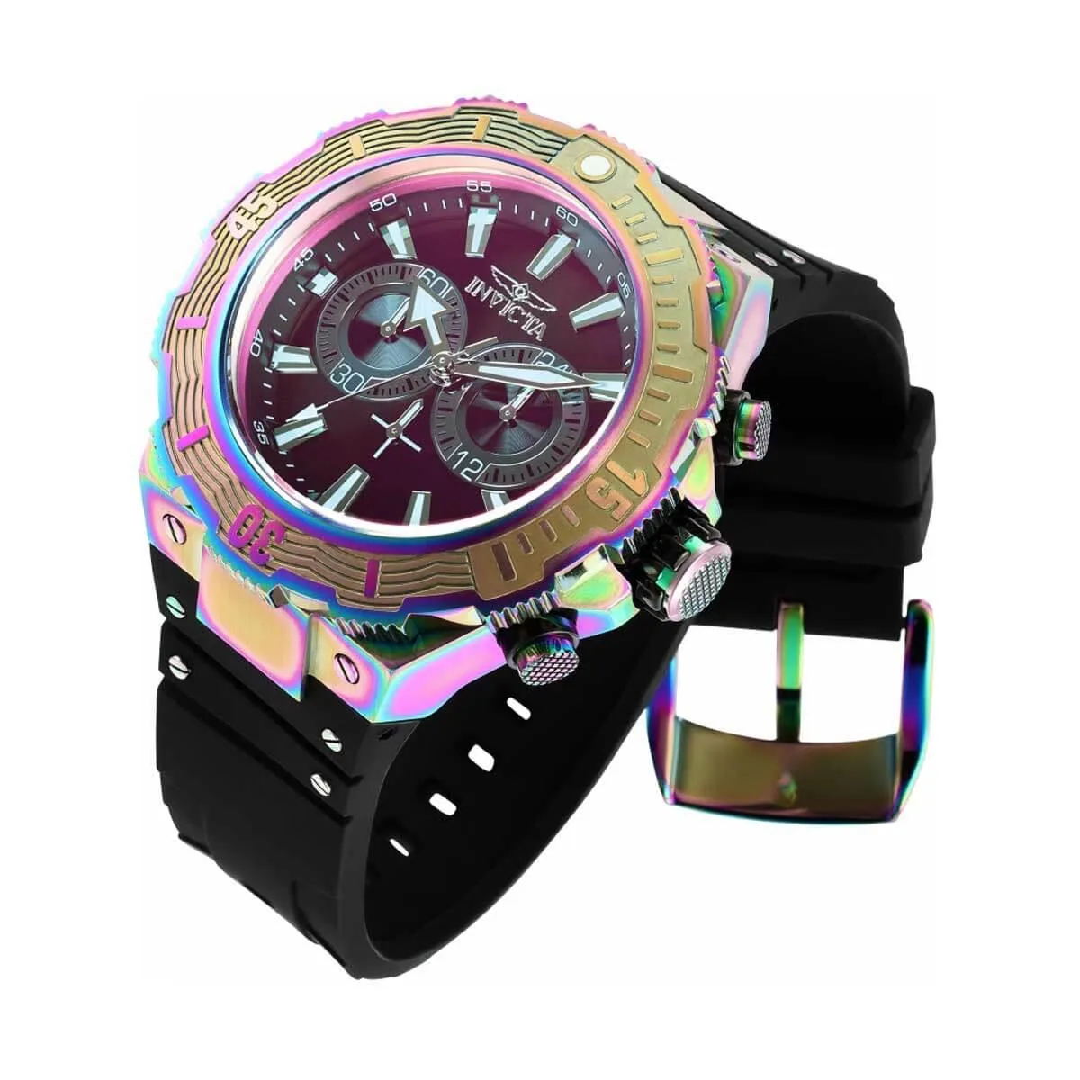 Invicta Men's Watch - Akula Quartz Chrono Black Dial Silicone Rubber Strap | 36310