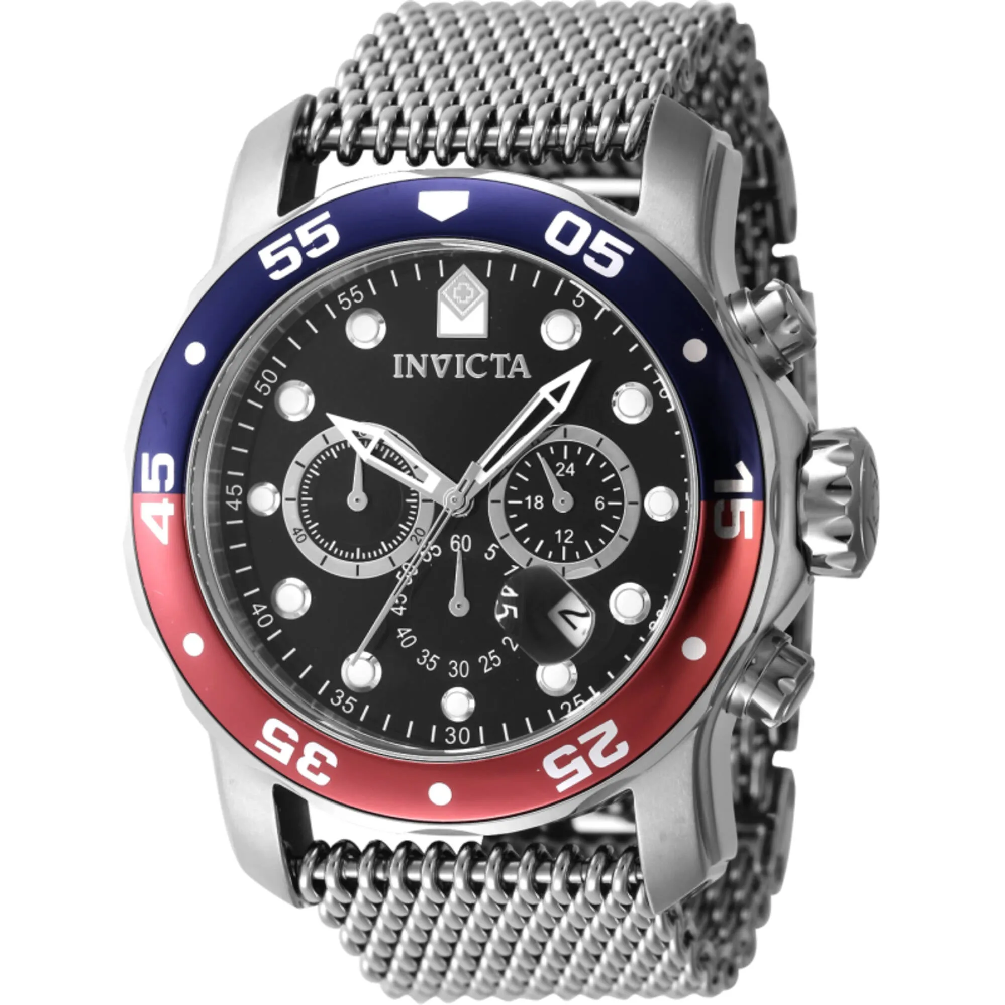 Invicta Men's Watch - Pro Diver Chronograph Quartz Black Dial Mesh Bracelet | 47630