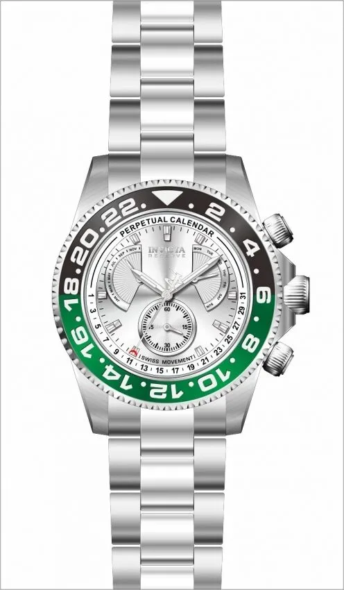 Invicta Reserve Perpetual Chronograph Quartz Silver Dial Men's Watch 29957