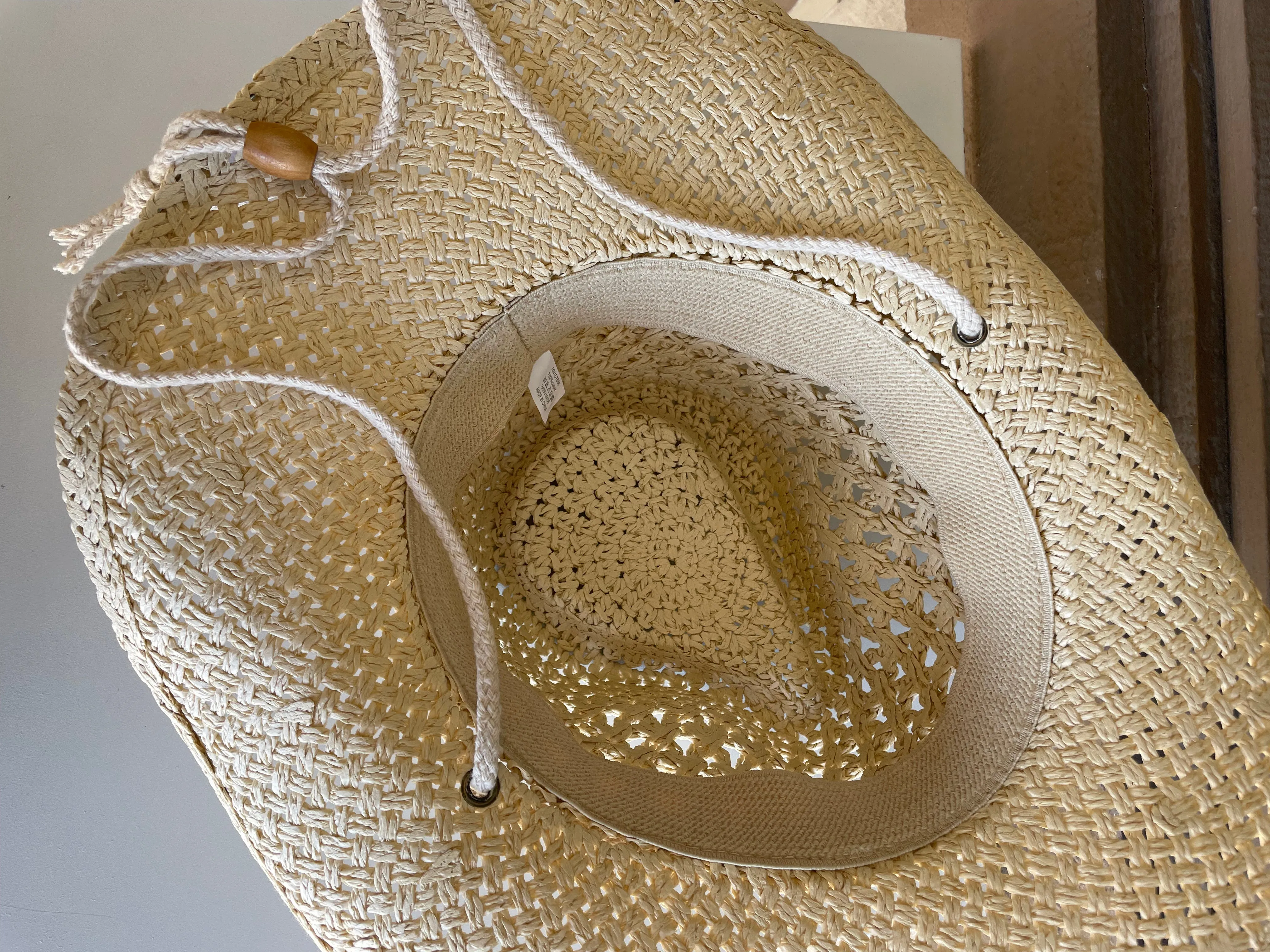 Ivory Straw Braided Cowgirl Hat w/Rope Strap