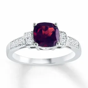 Kay Cushion-Cut Garnet & White Lab-Created Sapphire Ring in Sterling Silver size 6.5