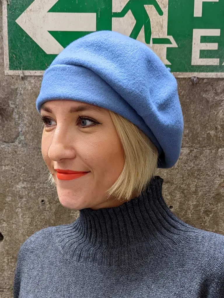 KOPKA Roll Up Woollen Beret - Steel Blue