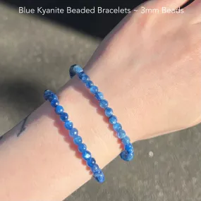 Kyanite Stretch Bead Bracelet ~ 3mm Beads, Wide Diametre