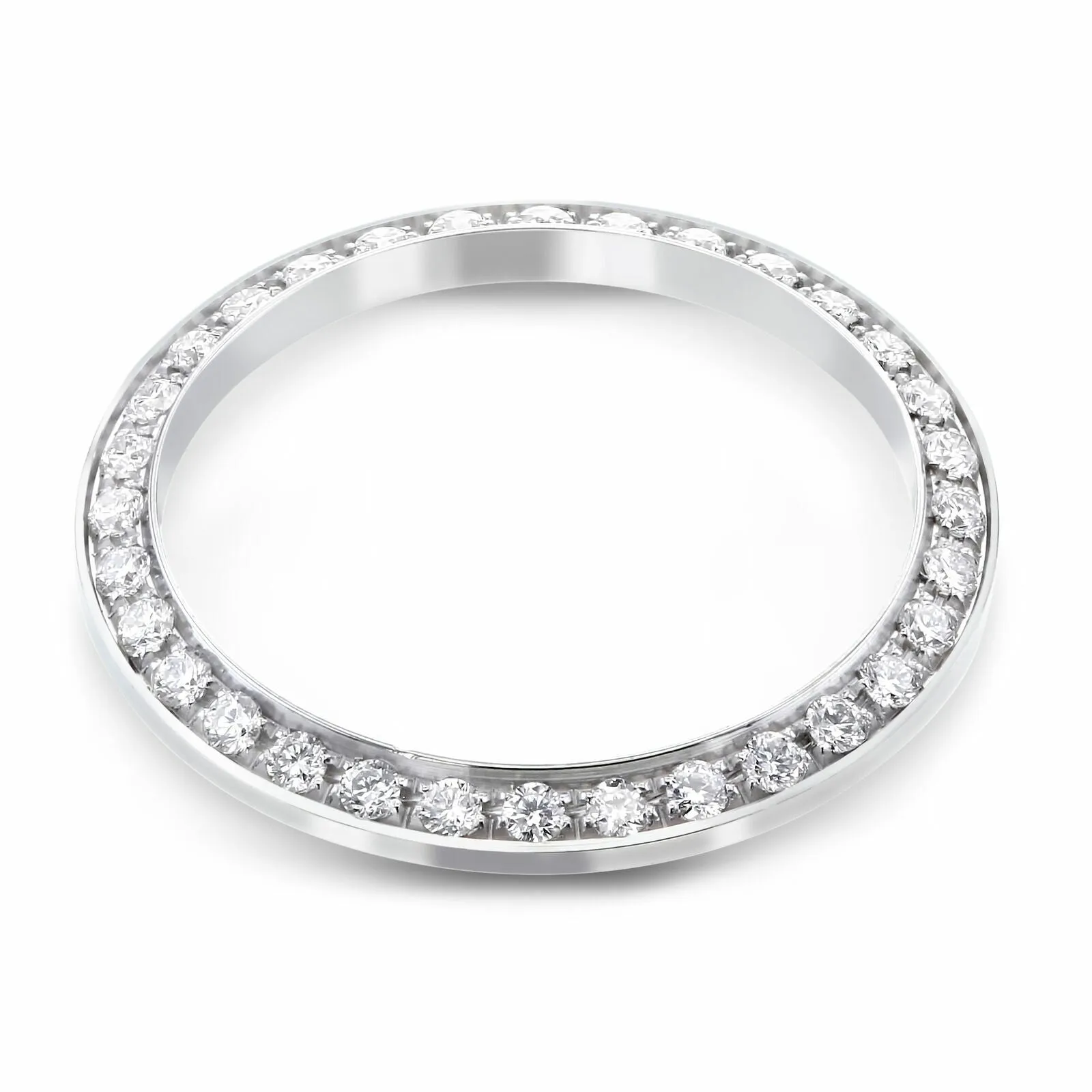 LADIES .70CT BEAD SET DIAMOND BEZEL 18KW FOR ROLEX DATE, DATEJUST, PRESIDENT 26M
