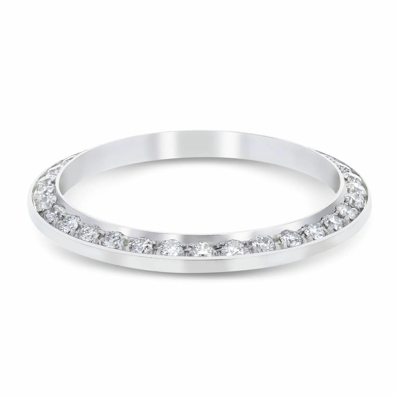 LADIES .70CT BEAD SET DIAMOND BEZEL 18KW FOR ROLEX DATE, DATEJUST, PRESIDENT 26M